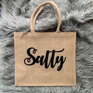 Salty Jute Burlap Tote Beach Bag